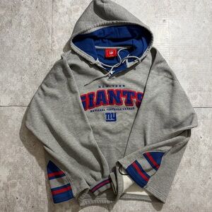 NFL New York Giants Hoodie Mens XL Gray Blue Embroidered Spellout Pullover Vtg